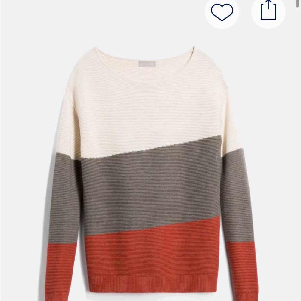 Colorblock Sweater in Cream, Gray, and Rust
